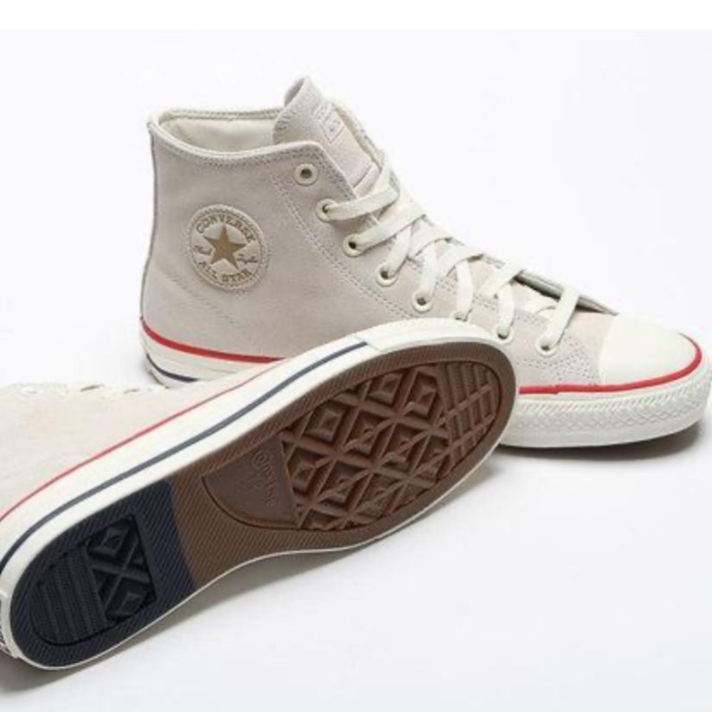 Converse All Star Hi Tops shoes sneakers ivory white faux suede upper women’s 9 - Picture 5 of 6
